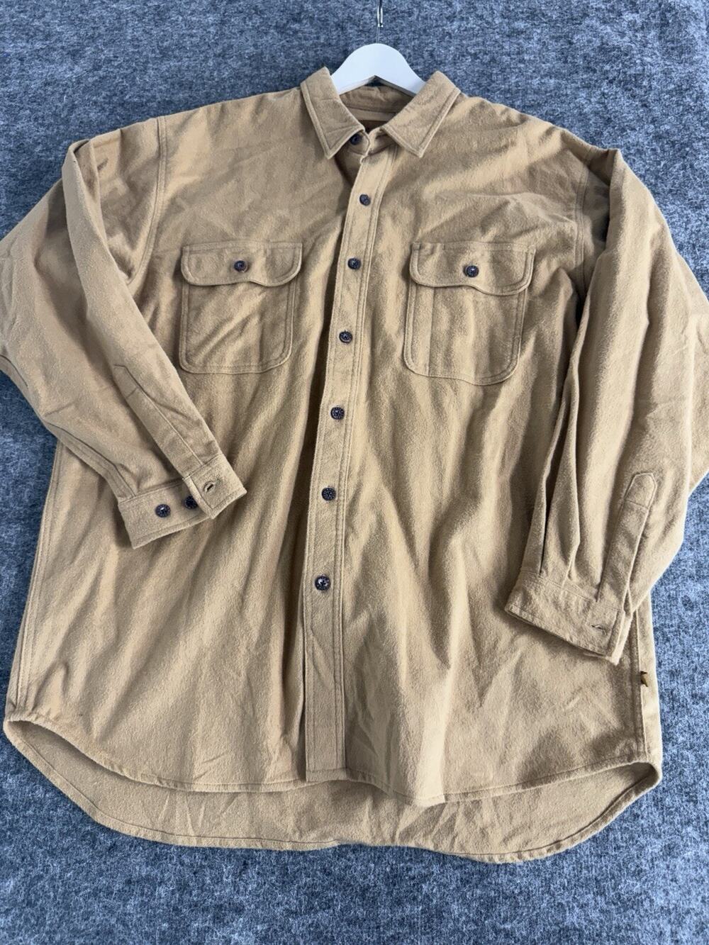 Moose Creek Flannel Shirt Mens 2XL Heavyweight Button Up Beige XXL N333